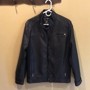 Looks like leather! Black Fried Denim Mens jacket. Like new.